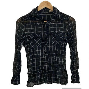 Franck Olivier Sheer Windowpane Print Button Down Shirt